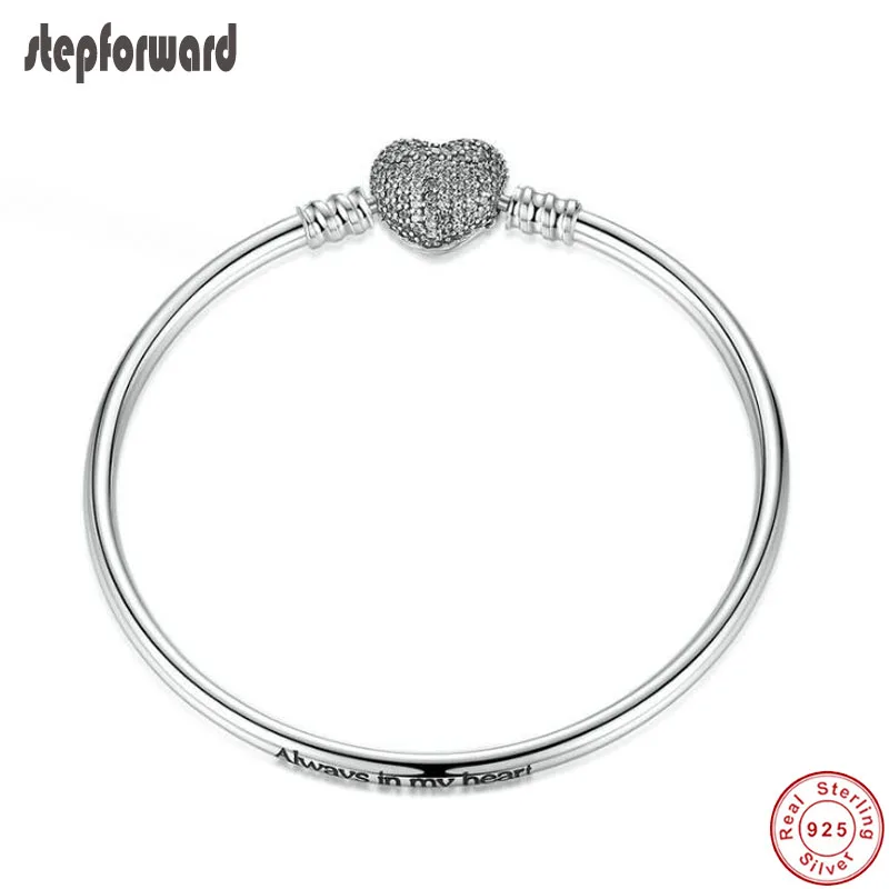 Comprar Gran oferta pulsera de plata clásica de buena calidad 100% Plata de Ley 925 momentos con broche de corazón de pavé para regalos de mujer