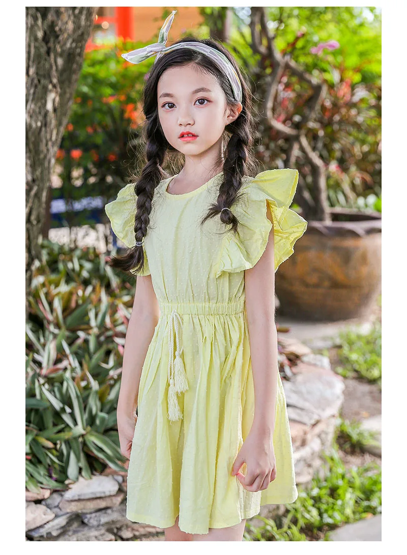 New Summer 2018 Baby Big Girl Dress Children Petal Sleeve Sundress Kids Holiday Party Dresses Clothing Princess Costume For Girls Cotton dress Clothes (6)