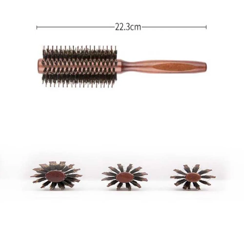 

Portable Hair Brush Comb Round Anti-static Curly Brush Natural Bristle Wood Handle Hair Styling Comb Hairdress Brosse Cheveux001