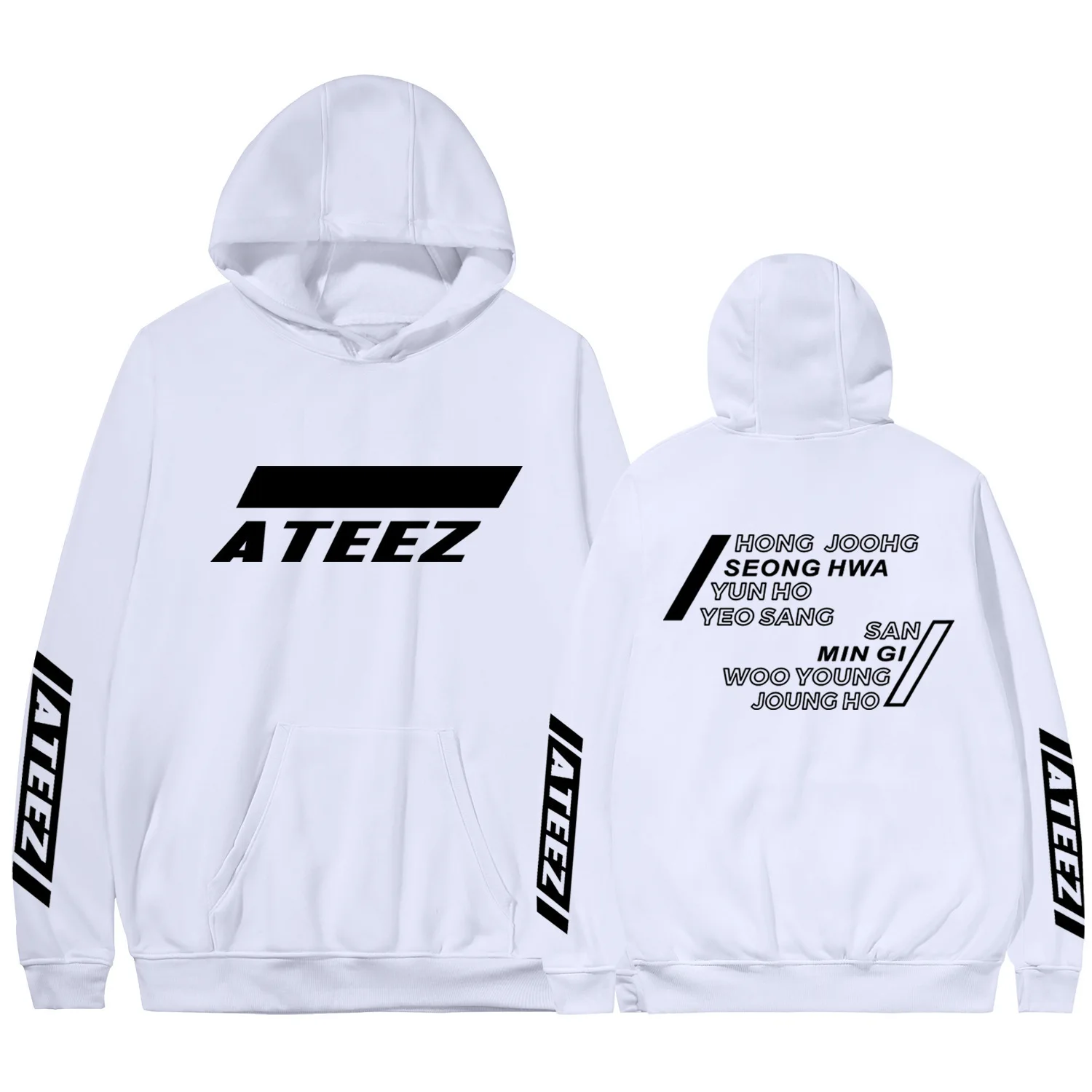  Kpop Ateez Sweatshirts Fake Two Pieces Hoodies Fashion Printed Pullover