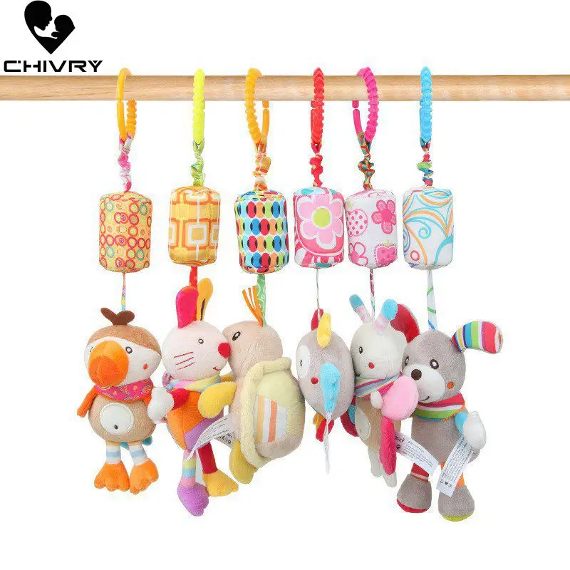 

Chivry Baby Kids Rattles Toys Cotton Stroller Accessories Hanging Plush Toy Cartoon Animal Clip Baby Crib Bed Hanging Bells Toys