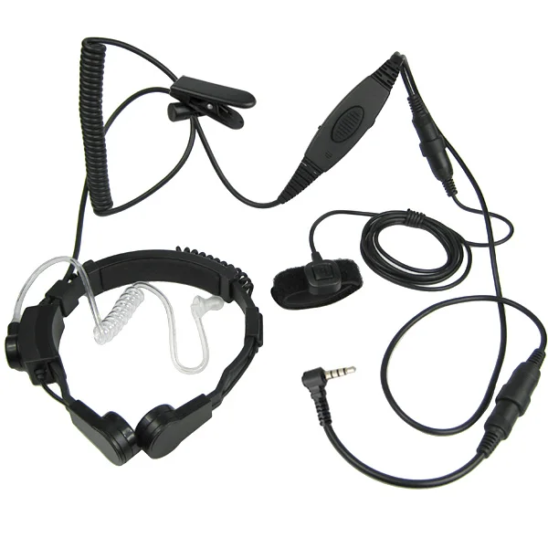 XQF 3.5mm Extendable Throat Microphone VOX Dual PTT Headset for Yaesu