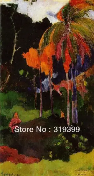 

Paul Gauguin Oil Painting Reproduction on Linen canvas,Mahana maa I,100%handmade,Free DHL Shipping,Museum Quality