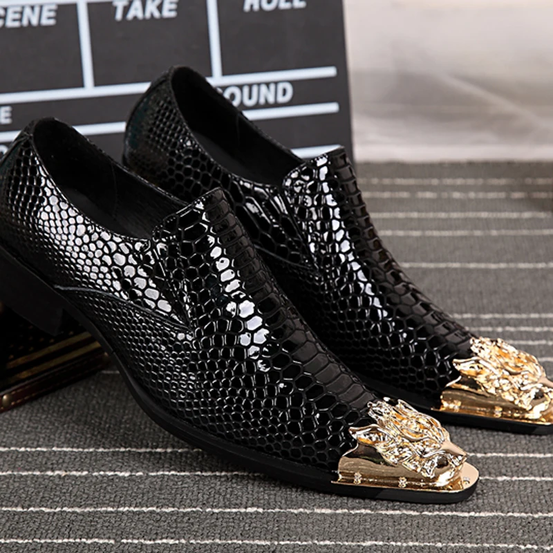 Compare Prices On Black And Gold Dress Shoe Leather- Online Male Dress Loafers Patent Leather Black Gold Metal Toe Pointed Toe Shoes For Men moccasins mens - Compare Prices On Black And Gold Dress Shoe Leather- Online