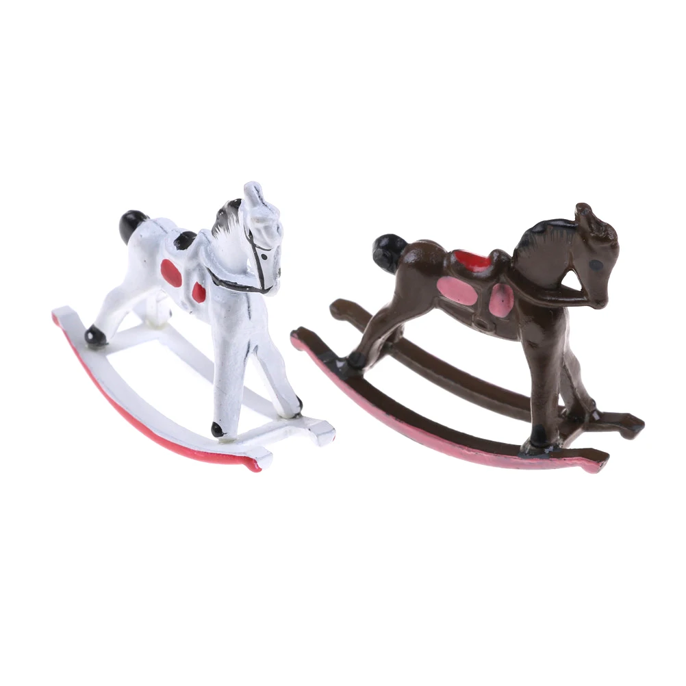 1/12 Scale Metal Rocking Horse Dollhouse Miniature For Dolls House Miniature Accessory Wholesale Dollhouse Accessories Metal