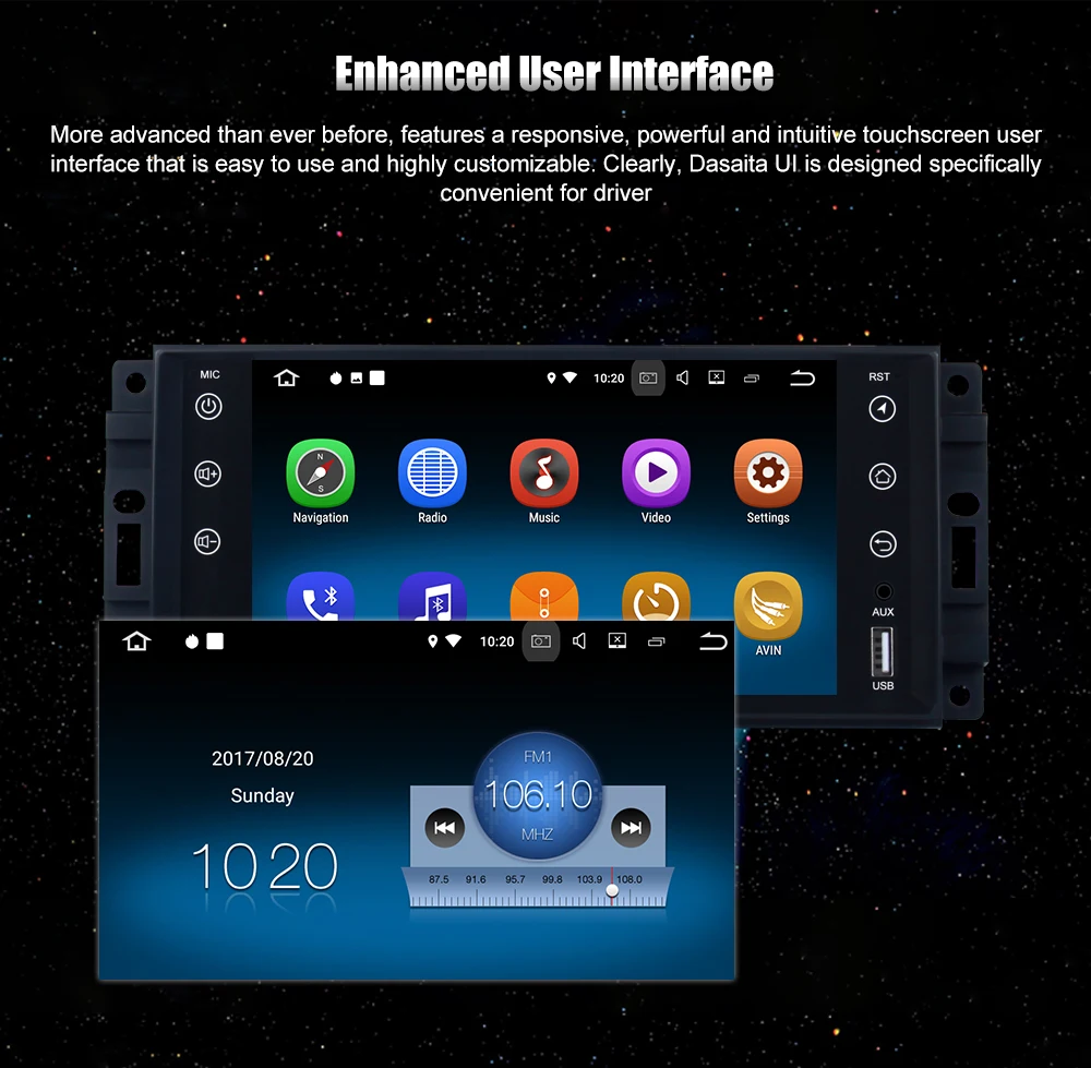 Top Dasaita 7" Android 8.1 Car GPS Player Navi for Jeep Chrysler Dodge with 2G+16G Quad Core NO DVD Radio Multimedia 4G 9