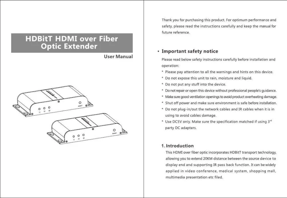 LKV378A HTbitT HDMI удлинитель волоконно-оптический кабель с ИК IP и TCP на основе до 20 км Full HD 1080 P