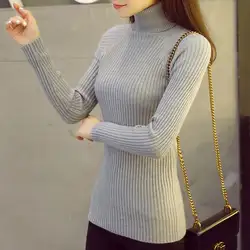Высокое Качество Кашемировый Свитер 2018 Новая мода тонкая водолазка теплая Для женщин свитер пуловеры вязаный женский белый свитер YP1224