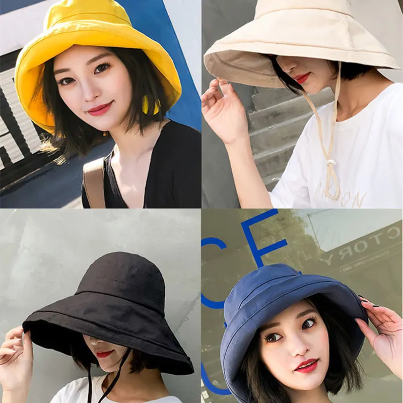 Summer Autumn Korean Beach Women Sun visor Hats Foldable Uv Cap Cotton