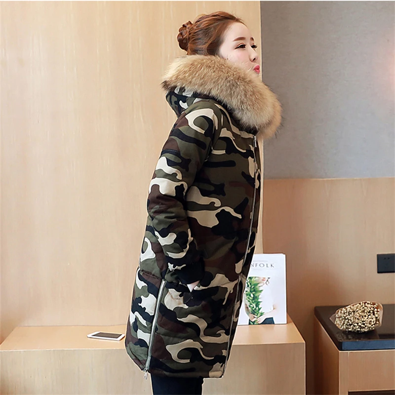 2018 H0159 Qualité Col Chaud Mode De Hiver Fourrure À Photo Coton Femmes Haute Color Nouveau Capuche Manteau Long Camouflage Réel Tresses aIIrqU