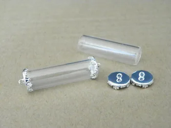 

40x12mm Diy tube shap glass globe with two same crown ring base for silver base no filler glass globe jewelry pendant