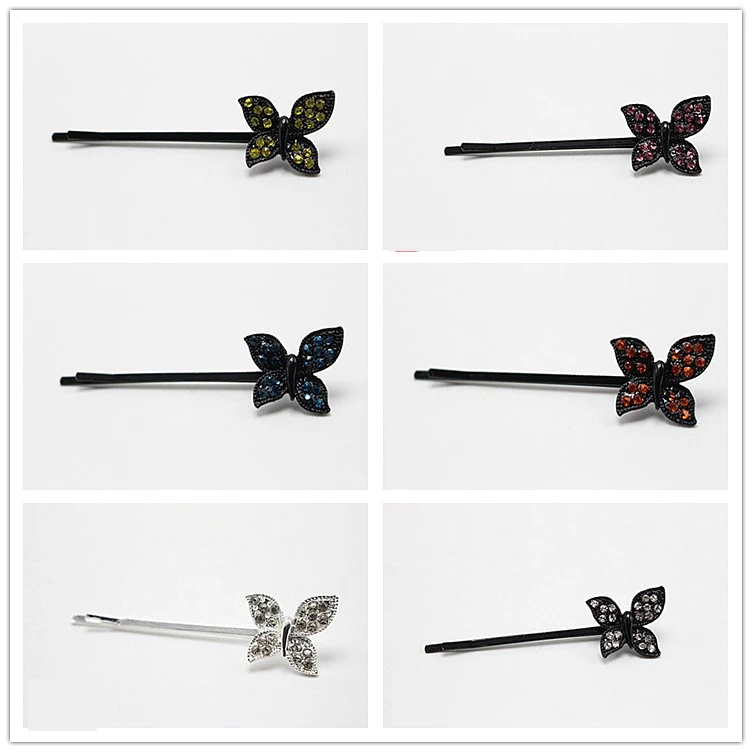 2pcs Fashion Elegant New Butterfly Hairpin Crystal Barrette Hair Clips