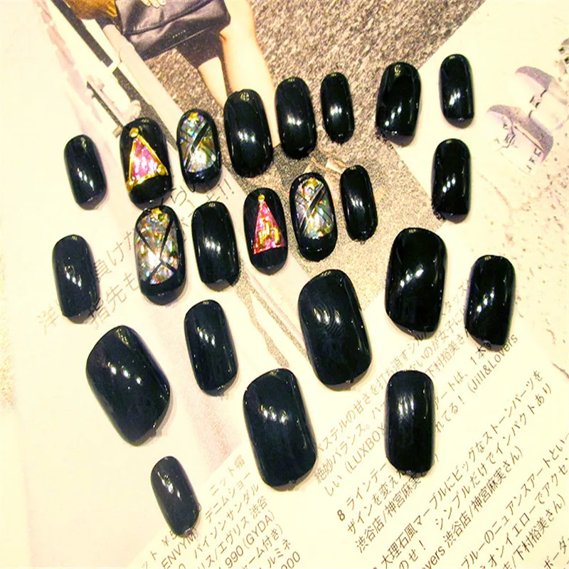 Peças de Alta Charme da Moda Colorido do Metal do Laser Pontilhada de Patch Remendo da Arte do Unha Design de Jóias Qualidade Brilhante Falso Unha Faça Você Mesmo Acessórios 24 2 Unhas postiças