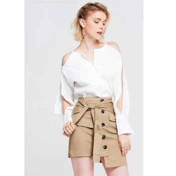 

New Arrival Women's Skirt High Waist Bodycon Slim Casual Summer Button Pencil Mini Skirt Women Clothes lace up 2019