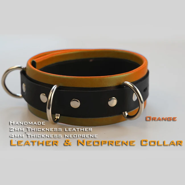 (RD1115)Luxury Customize Handmade 2mm Thickness Leather And 4mm Neoprene Collar Orange Fetish Wear | Тематическая одежда и