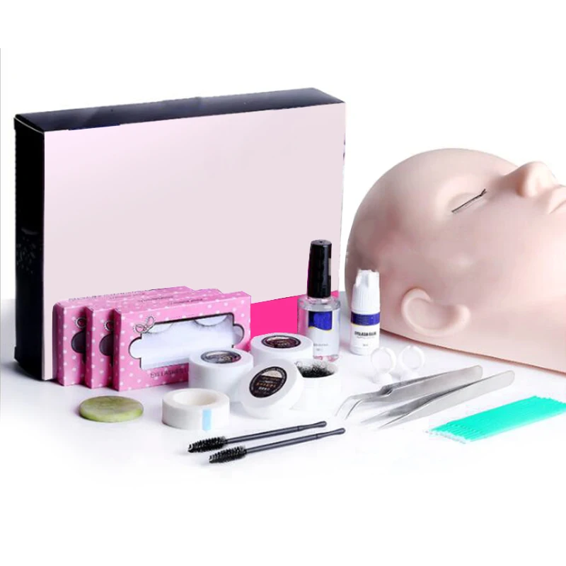 

For Beginner Eyelash Extension Kits Set False Lashes Tool Flat Head Curl Glue For Makeup Practice Eye Lashes Graft