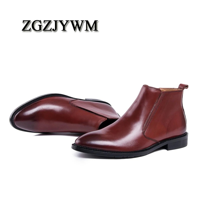 Vestido Primavera Zgzjywm Couro Toe Oxford Black Wine Sólidos Homens Genuíno Botas Zip outono Slip red De Artesanal Arrivale Para on New Pointed SSBEwqZF