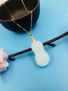 

SHILOVEM 18k yellow gold real Natural white Jasper pendants classic fine Jewelry women wedding no send necklace new yzz101005hby