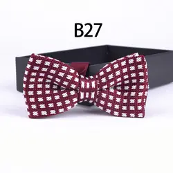 Мода 2017 г. вязаный галстук-бабочка стильный белый с красным плед бабочка мужской Bowties вязать Для мужчин галстук для партии