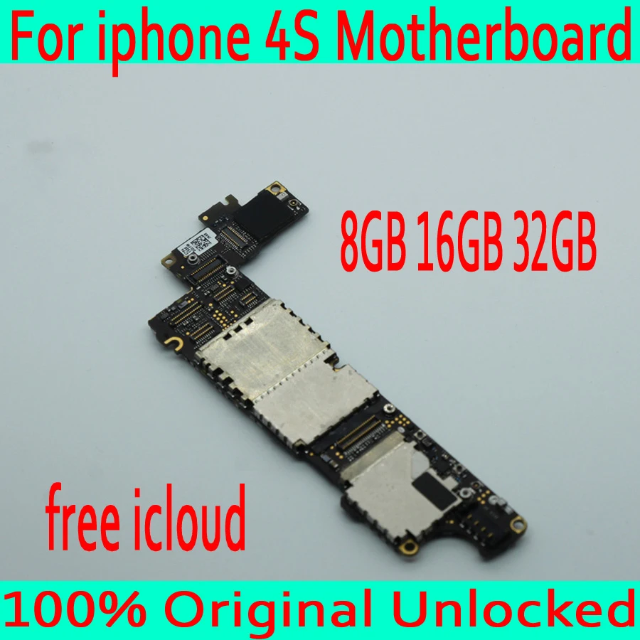 

8GB 16GB 32GB for iphone 4S Motherboard with Full Chips,100% Original unlocked for iphone 4S Logic board with IOS System