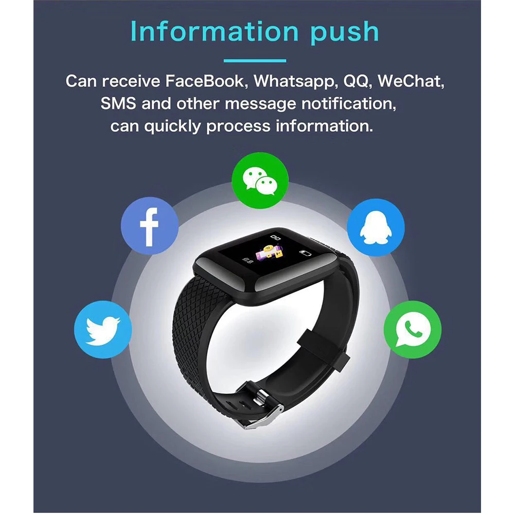 Smart Watch Bracelet Color Screen Facebook WeChat Message Prompts Blood Pressure Heart Rate Sleep Monitoring Multi-function Gift Smart Watch Bracelet Color Screen Facebook WeChat Message Prompts Blood Pressure Heart Rate Sleep Monitoring Multi-function Gift