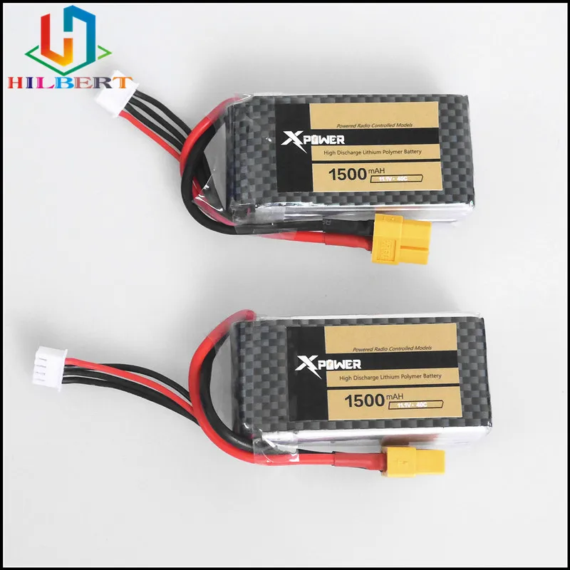 

2pcs Xpower Lipo Battery 11.1V 1500Mah 3S 40C Max 60C XT60/TPlug For RC Quadcopter Drone Helicopter Car Airplane WLtoys V950