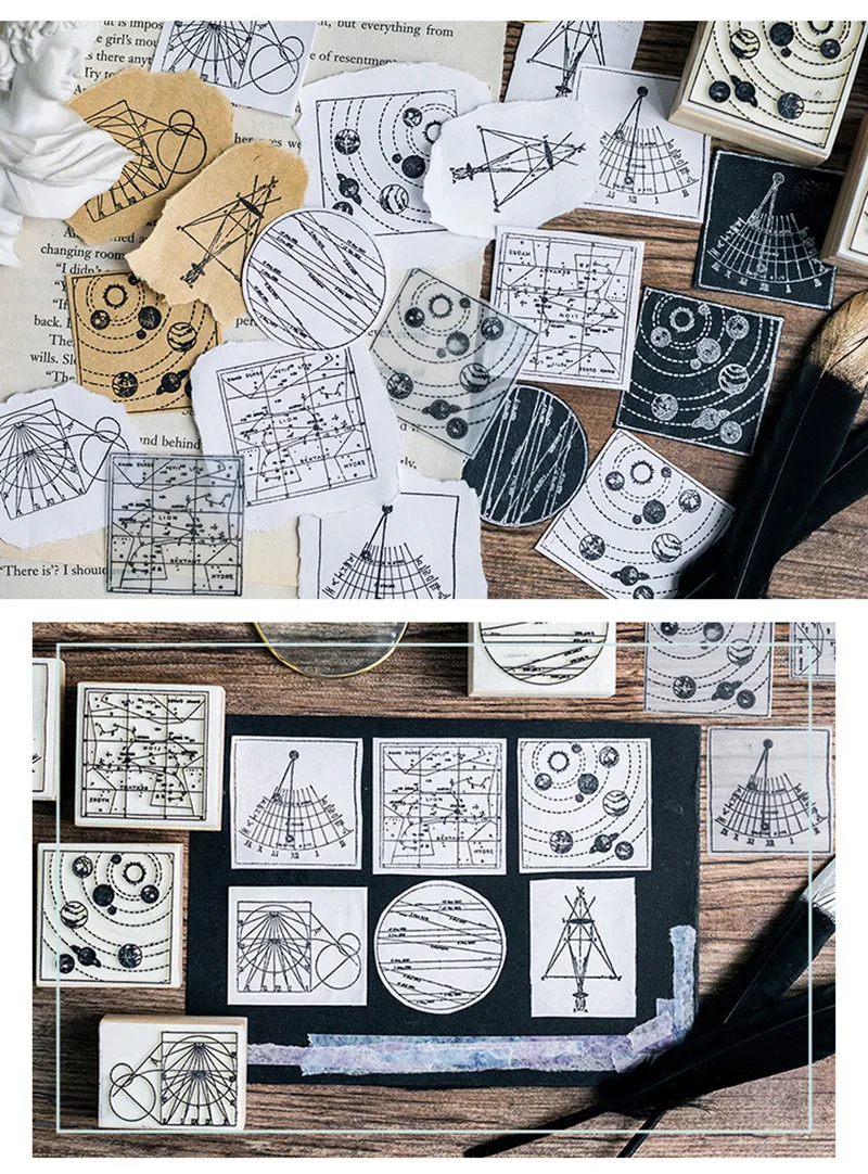 Mo. Card винтажный геометрический предметы деревянный штамп Декоративные DIY канцелярские принадлежности Скрапбукинг розничная торговля