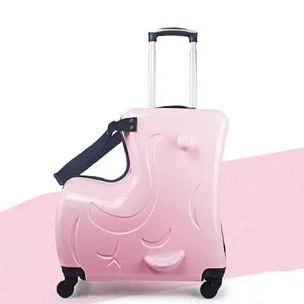 Детский чемодан, можно кататься на тележке, Детский чемодан для девочек, Универсальный Детский чемодан с колесами, Детский чемодан для верховой езды для мальчиков - Цвет: pink