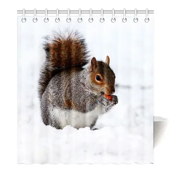 

Funny Eat nuts and squirrels Shower Curtain Printing Waterproof Mildewproof Polyester Fabric Bath Curtain Bathroom