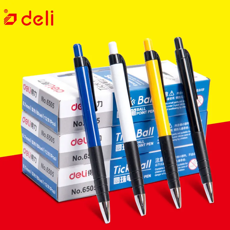 Deli 12 шт./лот шариковая ручка 0,7 мм синие чернила классические офисные аксессуары ручки канцелярские принадлежности canetas Escolar материалы для школы принадлежности