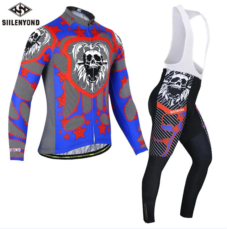 SIILENYOND, 3D коврик для велосипеда, ropa ciclismo, Мужская зимняя теплая флисовая велосипедная одежда, Майо, комплект одежды, wielerkleding heren, костюмы - Цвет: CBJ-BT-S0201
