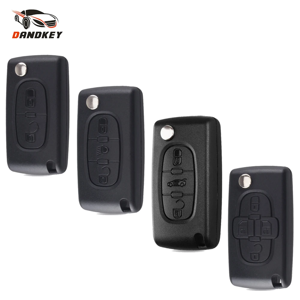 

Dandkey 2/3/4 Buttons Flip Folding Key Case Blank Shell For Peugeot 107 207 307 307S 308 407 607 For Citroen C2 C3 C4 Key