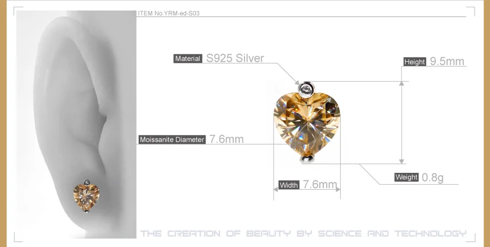 GIGAJEWE Муассанит Золотая круглая огранка общая 2.5ct выращенные лабораторно алмазы 2-зубец Серебряные серьги Модные украшения подарок девушке