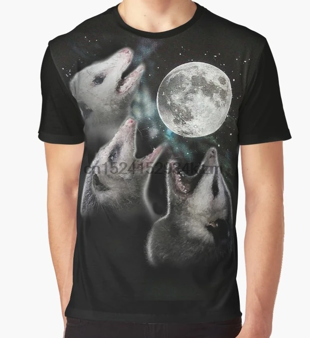 

All Over Print T-Shirt Men Funy tshirt 3 Opossum Moon Short Sleeve O-Neck Tops Tee women t shirt