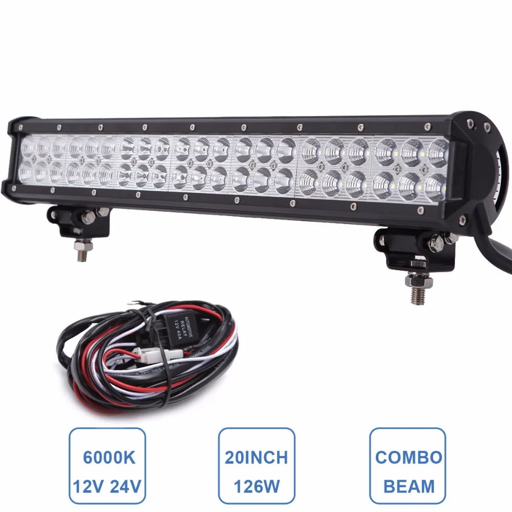 

20 Inch LED Light Bar Offroad 12V 24V Driving Lamp Car SUV ATV 4X4 4WD Truck Trailer Boat Tractor Wagon Combo Headlight Lamp