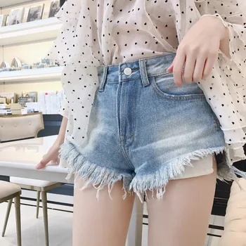 

Princess sweet lolita shorts Ultra-short broad-legged jeans with low waist and tassel summer fashion shorts women XH104