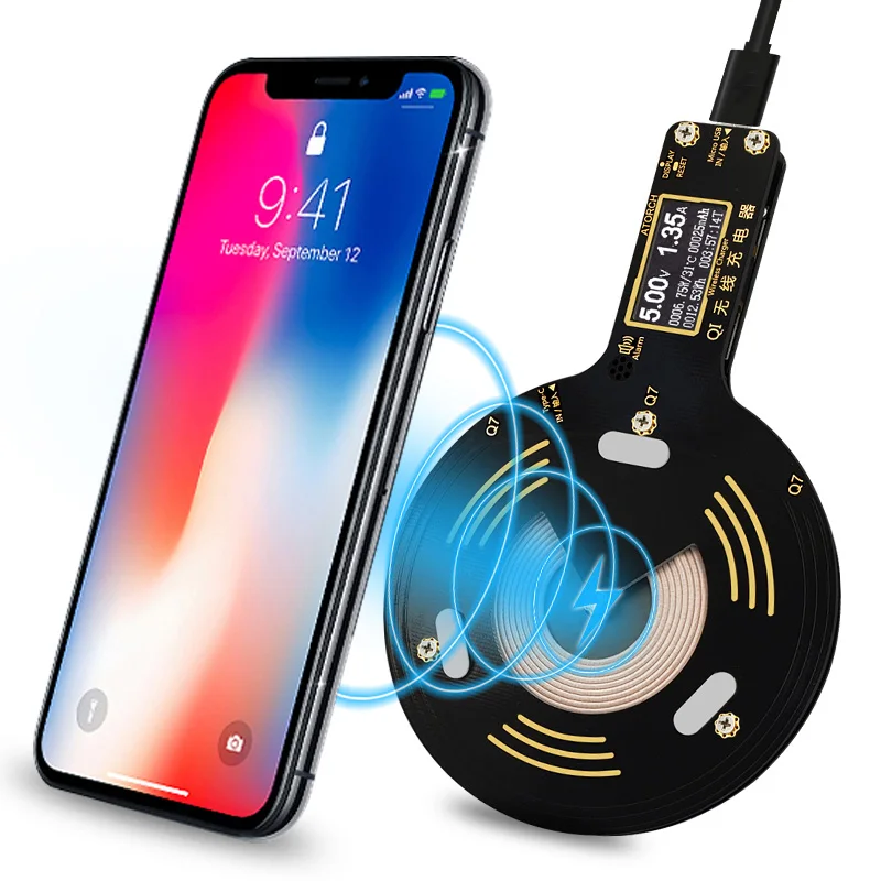 

Q7 Wireless charger DC Voltmeter ammeter current voltage meters capacity monitor for iPhone 8X 8 Plus Samsung Galaxy S8 S9 S7