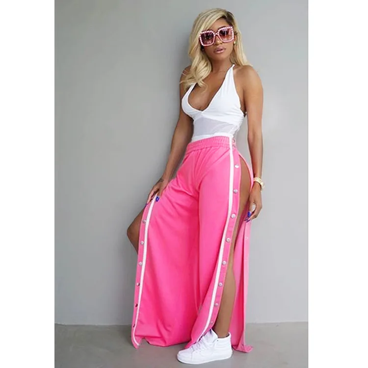 Women Dancing Yoga Pants Comfortable Rivet plit Sport Loose Fitness Leggings Trousers High Waist