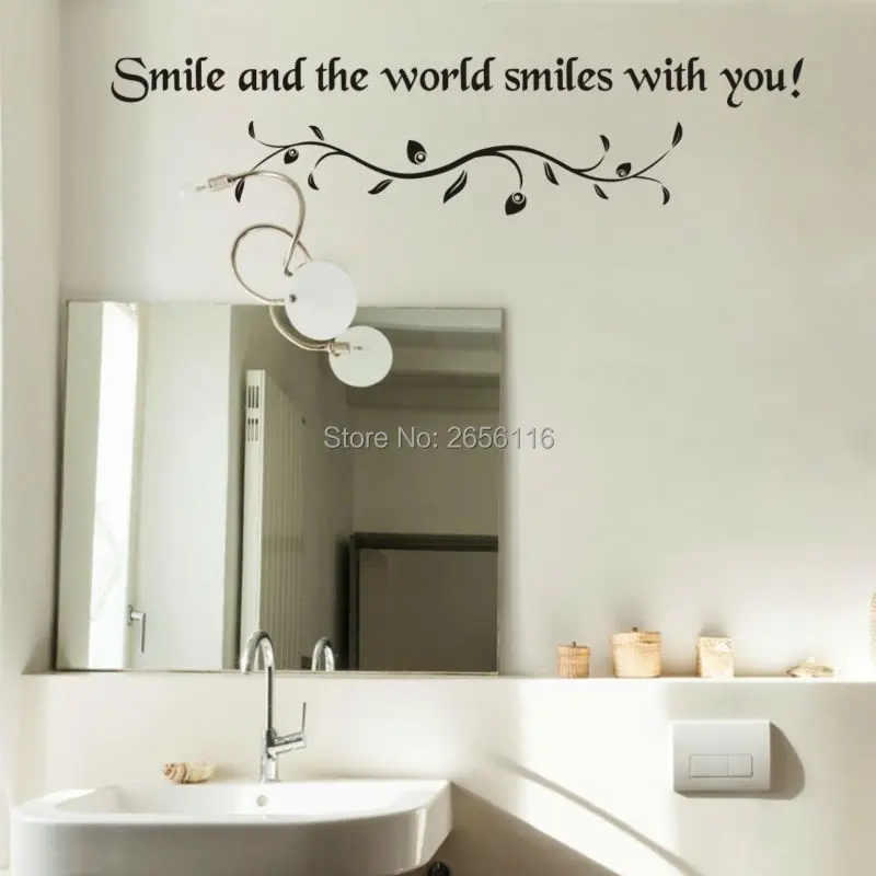 Inspirational Quotes Wall Stickers Smile and the World Smiles with You