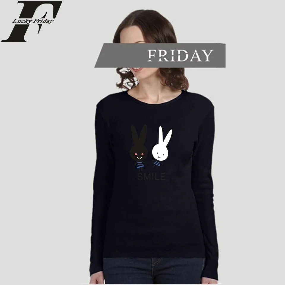LUCKYFRIDAYF последняя мода Милая футболка с кроликом женские и мужские футболки