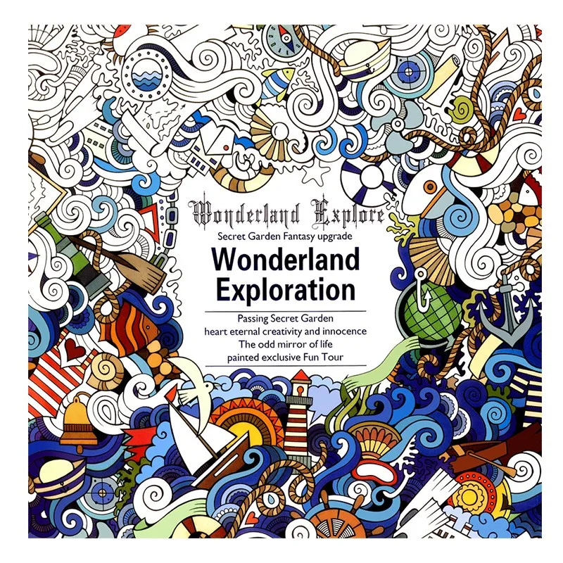 

Wonderland Exploration Book Coloring Books for Adult Kids Painting Antistress Mandala Secret Garden Drawing 18.5*18.5cm 24Pages