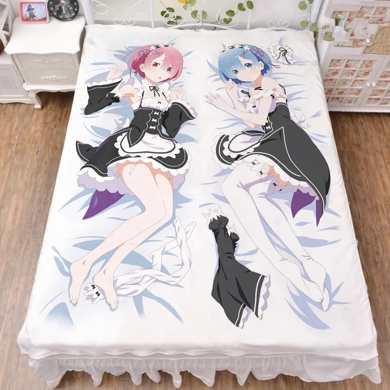 Аниме Re Zero kara Hajimeru Isekai Seikatsu персонаж сексуальная девушка ОЗУ и рем Простыня из