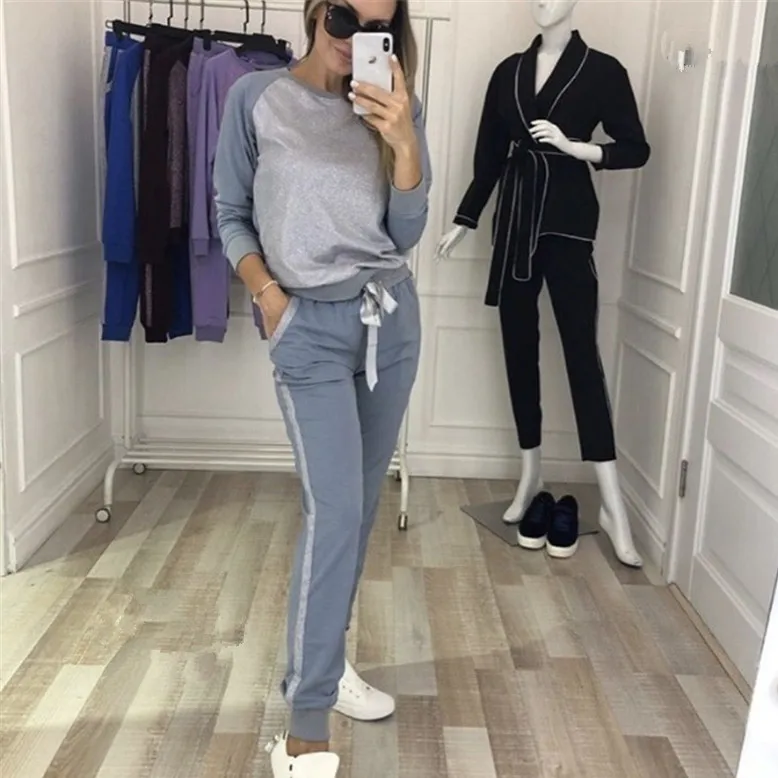 Women Clothing Costumes Satin two piece set tracksuit for women  top and pants set womens casual sweat suits fitness outfits