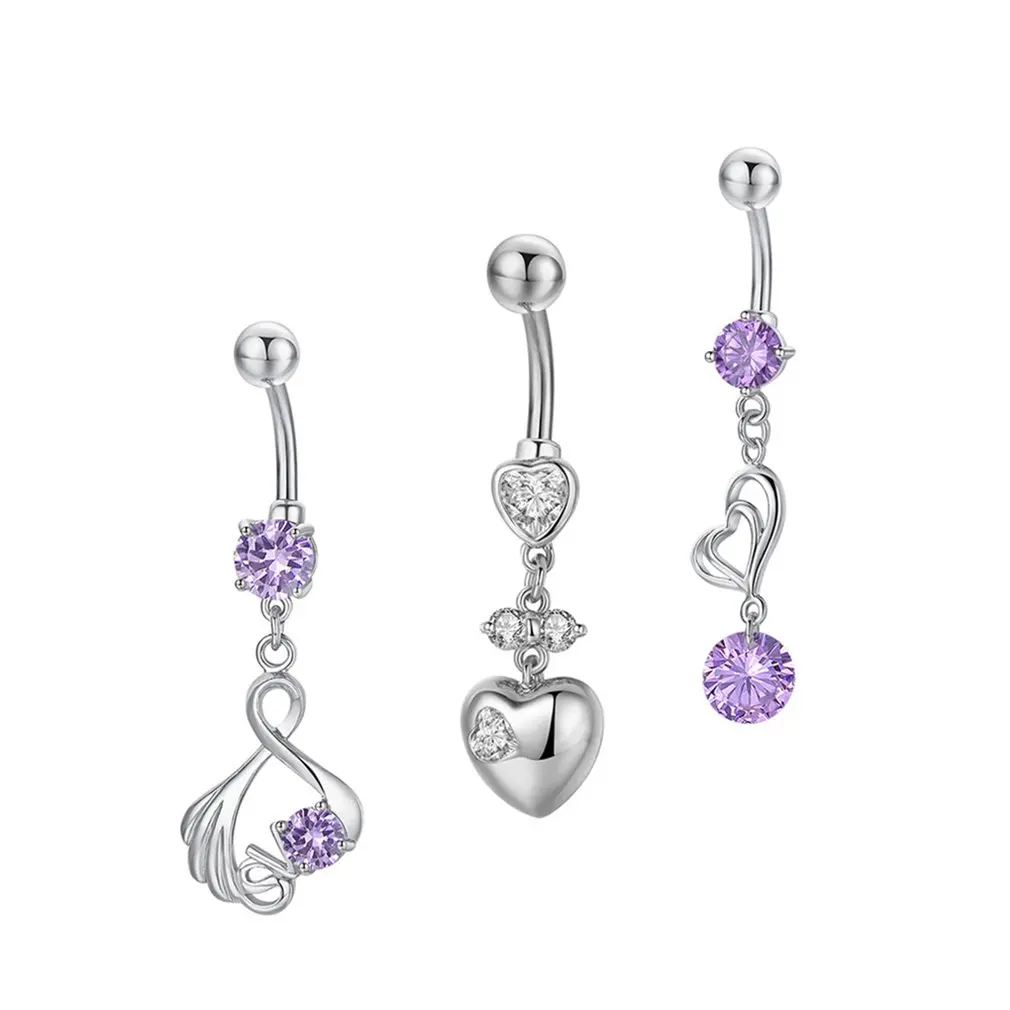 

ZH0346Elegance Zircon Belly Button Navel Button Bar Rings Kit Body Piercing Jewelry