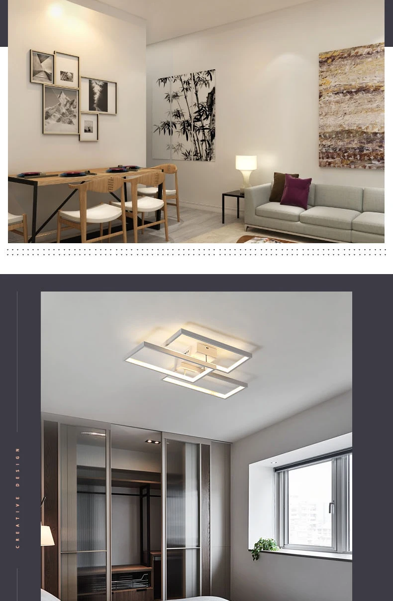 NEO Gleam DIY кофейно-белая отделка прямоугольник современные светодиодные потолочные лампы для гостиной спальни Кабинета потолочные светильники