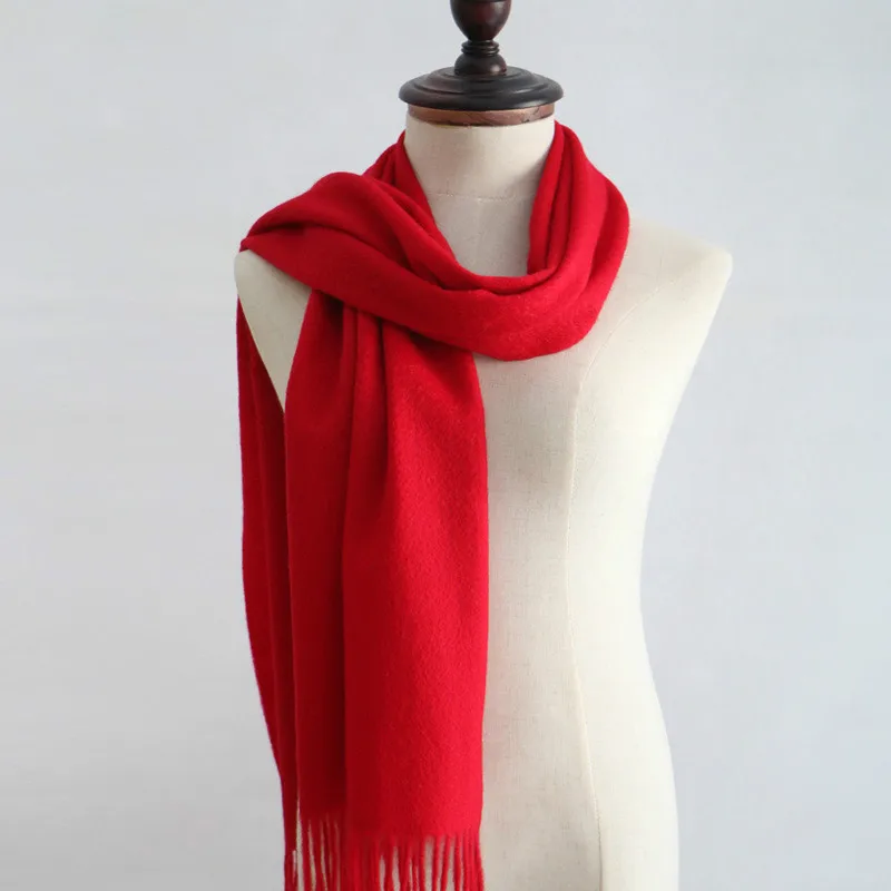 

Autumn and Winter New Warm Men and Women 100% Pure Lamb Wool Solid Color Scarf Korean Bracd Scarf Wool Scarves Warp