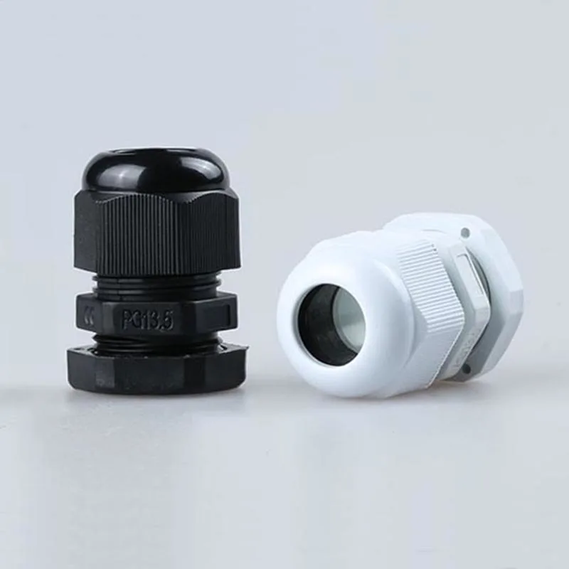 

White Black PG13.5 Nylon cable gland Wiring Accessories LED cable connector waterproof Gland