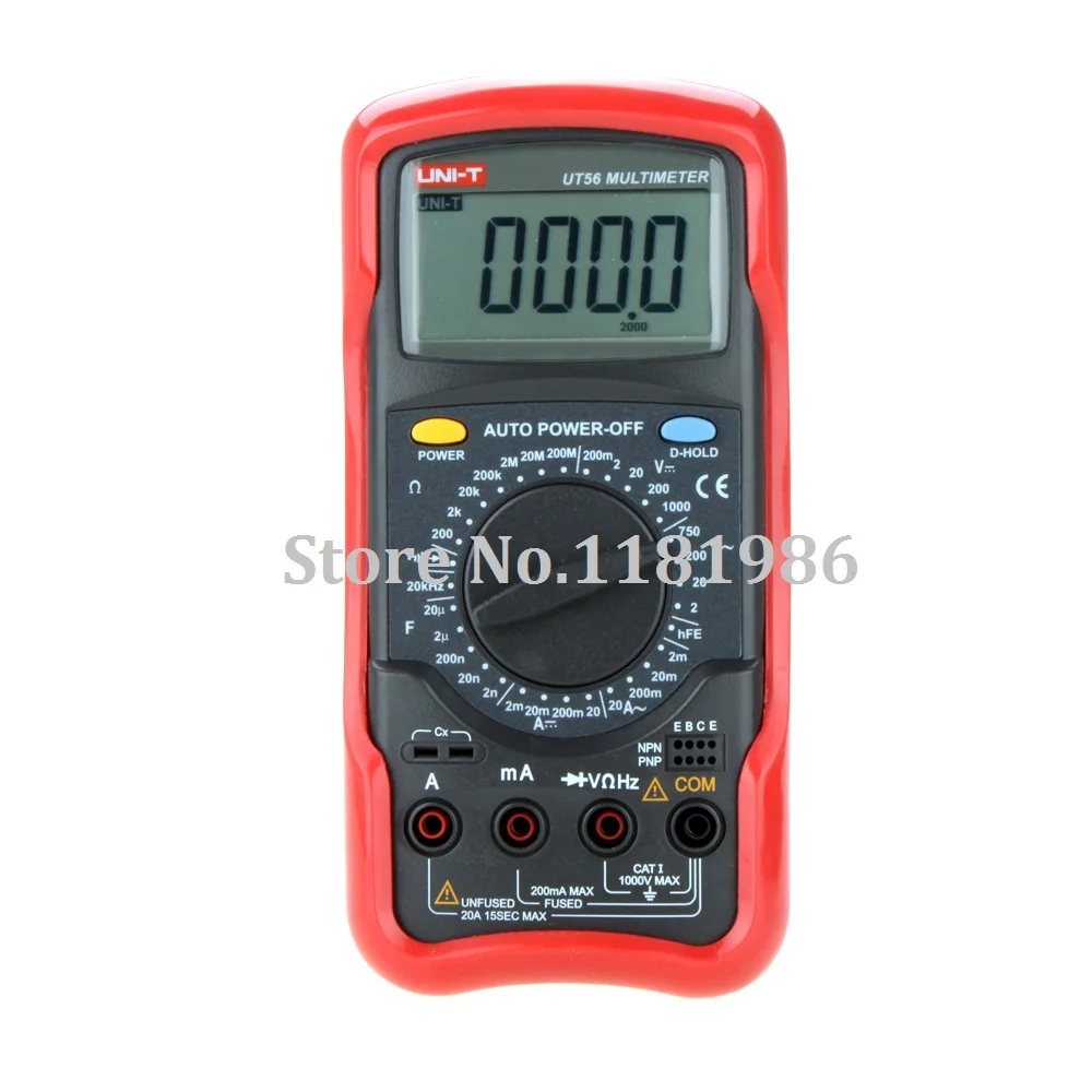 

UNI-T UT56 19999 Counts Standard DMM Digital Multimeters Capacitance Frequency & Transistor Test Ammeter Multitester