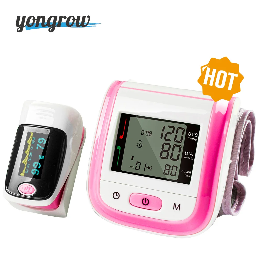 

Yongrow Medical Digital Wrist Blood Pressure Monitor and Fingertip Pulse Oximeter SpO2 Family Health Care Sphygmomanometer