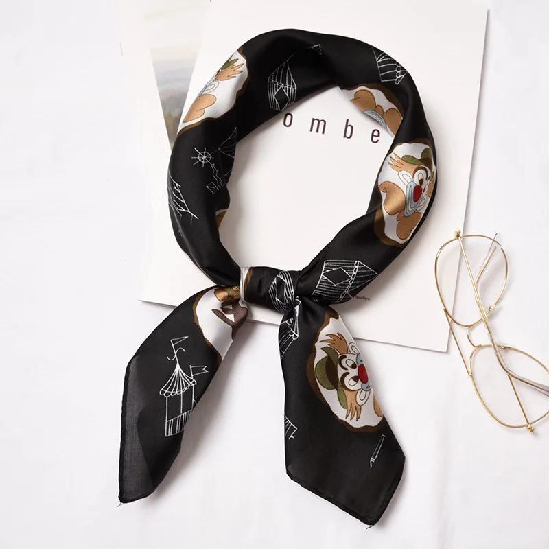 

Women Small Silk Scarf Cartoon Print Foulard Chic Square Bandana Head wear Handkerchief Summer NEW [3973]